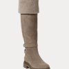Harmaa naisten Ralph Lauren Cristine Suede -saappaat Harmaa naisten Ralph Lauren Cristine Suede -saappaat