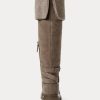 Harmaa naisten Ralph Lauren Cristine Suede -saappaat Harmaa naisten Ralph Lauren Cristine Suede -saappaat