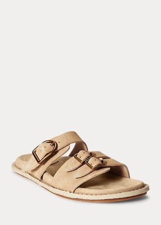 Harmaa naisten Ralph Lauren Ezra Calfskin Suede sandaalit Harmaa naisten Ralph Lauren Ezra Calfskin Suede sandaalit