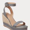 Harmaa naisten Ralph Lauren Hilarie Nahkainen Espadrille Harmaa naisten Ralph Lauren Hilarie Nahkainen Espadrille