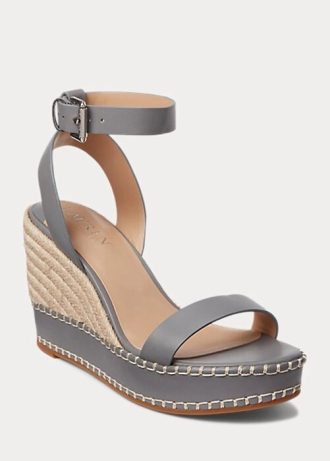 Harmaa naisten Ralph Lauren Hilarie Nahkainen Espadrille