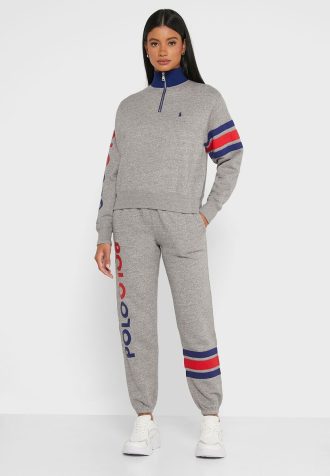 Harmaa naisten Ralph Lauren Logo Joggers collegehousut
