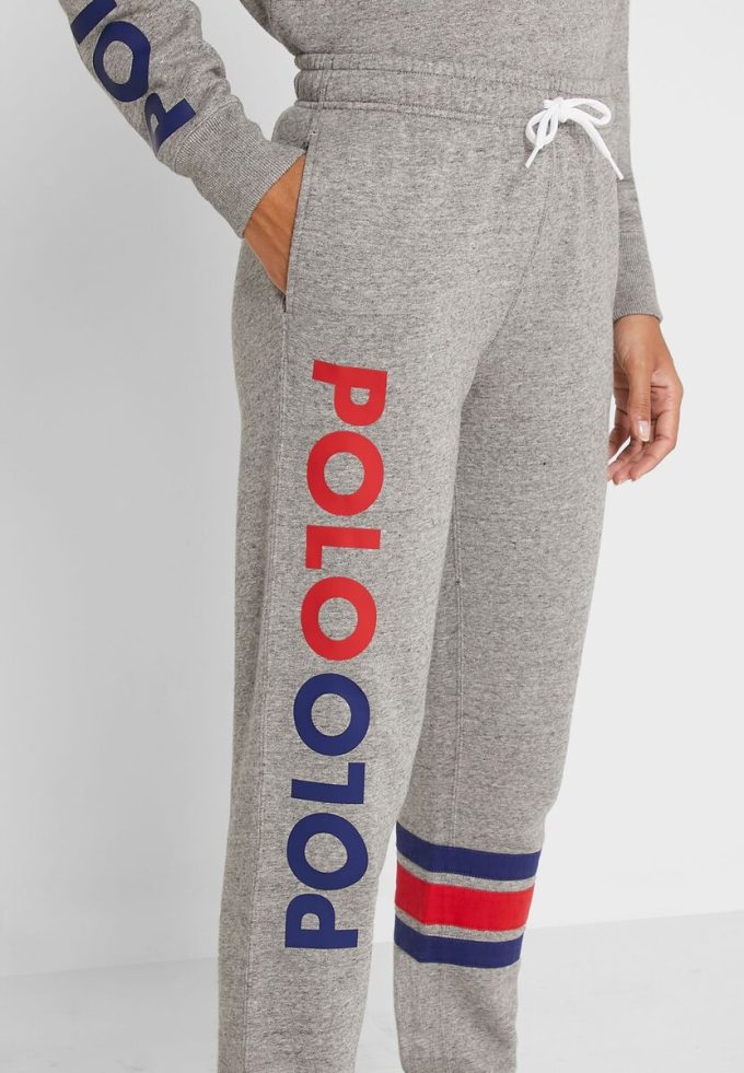 Harmaa naisten Ralph Lauren Logo Joggers collegehousut Harmaa naisten Ralph Lauren Logo Joggers collegehousut