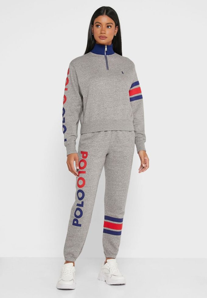 Harmaa naisten Ralph Lauren Logo Joggers collegehousut Harmaa naisten Ralph Lauren Logo Joggers collegehousut