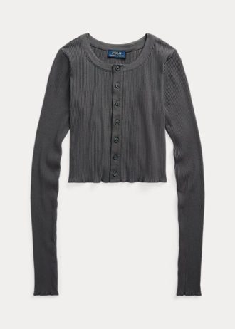 Harmaa naisten Ralph Lauren -resorihousut napit edessä Harmaa naisten Ralph Lauren -resorihousut napit edessä