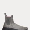 Harmaa naisten Ralph Lauren Slip-On mokkanahkalenkkarit Harmaa naisten Ralph Lauren Slip-On mokkanahkalenkkarit