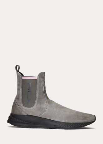 Harmaa naisten Ralph Lauren Slip-On mokkanahkalenkkarit Harmaa naisten Ralph Lauren Slip-On mokkanahkalenkkarit