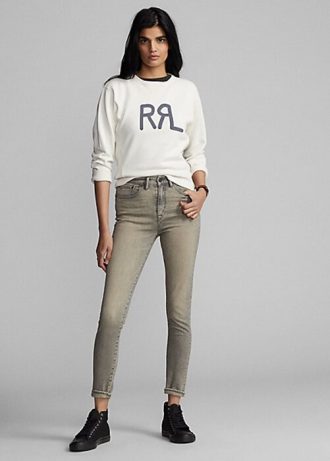Harmaa naisten Ralph Lauren Stretch High Skinny Distressed -farkut Harmaa naisten Ralph Lauren Stretch High Skinny Distressed -farkut
