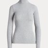 Harmaa Naisten Ralph Lauren Stretch Ribbed Turtleneck T-paidat Harmaa Naisten Ralph Lauren Stretch Ribbed Turtleneck T-paidat