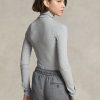 Harmaa Naisten Ralph Lauren Stretch Ribbed Turtleneck T-paidat Harmaa Naisten Ralph Lauren Stretch Ribbed Turtleneck T-paidat