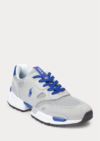 Harmaa / Royal Miesten Ralph Lauren Jogger Mokka & Mesh tennarit Harmaa / Royal Miesten Ralph Lauren Jogger Mokka & Mesh tennarit