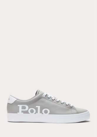 Harmaa/valkoinen miesten Ralph Lauren Longwood Logo -nahkaiset tennarit Harmaa/valkoinen miesten Ralph Lauren Longwood Logo -nahkaiset tennarit