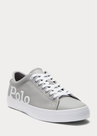 Harmaa/valkoinen miesten Ralph Lauren Longwood Logo -nahkaiset tennarit Harmaa/valkoinen miesten Ralph Lauren Longwood Logo -nahkaiset tennarit