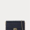 Hienostuneet Navy naisten Ralph Lauren kohokuvioidut nahkaiset keskikokoiset Adair Crossbody laukut