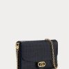 Hienostuneet Navy naisten Ralph Lauren kohokuvioidut nahkaiset keskikokoiset Adair Crossbody laukut