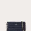 Hienostuneet Navy naisten Ralph Lauren kohokuvioidut nahkaiset keskikokoiset Adair Crossbody laukut