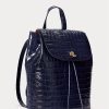 Hienostuneet Navy naisten Ralph Lauren kohokuvioidut nahkaiset keskikokoiset Winny-reput