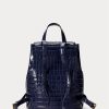 Hienostuneet Navy naisten Ralph Lauren kohokuvioidut nahkaiset keskikokoiset Winny-reput