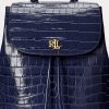 Hienostuneet Navy naisten Ralph Lauren kohokuvioidut nahkaiset keskikokoiset Winny-reput