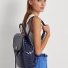 Hienostuneet Navy naisten Ralph Lauren kohokuvioidut nahkaiset keskikokoiset Winny-reput