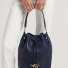 Hienostunut laivastonsininen naisten Ralph Lauren -nahkainen iso Andie-käsilaukku