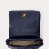 Hienostunut laivastonsininen naisten Ralph Lauren tikattu nappanahkainen keskikokoiset olkalaukut