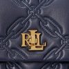 Hienostunut laivastonsininen naisten Ralph Lauren tikattu nappanahkainen keskikokoiset olkalaukut