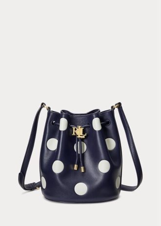 Hienostunut laivastonsininen/vaniljainen naisten Ralph Lauren Polka-Dot Medium Andie -käsilaukku