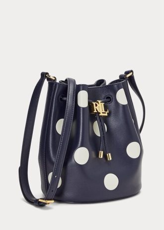 Hienostunut laivastonsininen/vaniljainen naisten Ralph Lauren Polka-Dot Medium Andie -käsilaukku