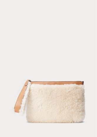 Honey/Cream naisten Ralph Lauren Shearling Envelope käsilaukku