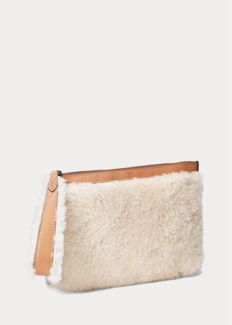 Honey/Cream naisten Ralph Lauren Shearling Envelope käsilaukku