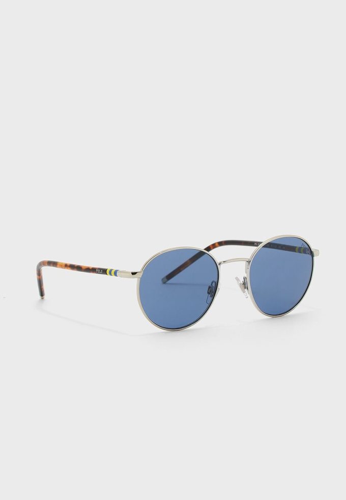 Hopeiset miesten Ralph Lauren 0PH3133 pyöreät aurinkolasit