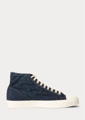 Indigo Miesten Ralph Lauren Mayport Indigo Canvas -lenkkarit Indigo Miesten Ralph Lauren Mayport Indigo Canvas -lenkkarit
