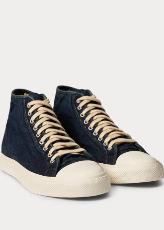 Indigo Miesten Ralph Lauren Mayport Indigo Canvas -lenkkarit Indigo Miesten Ralph Lauren Mayport Indigo Canvas -lenkkarit