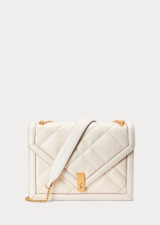 Ivory naisten Ralph Lauren Polo ID tikattu nahka kirjekuori Crossbody laukut
