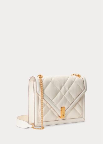 Ivory naisten Ralph Lauren Polo ID tikattu nahka kirjekuori Crossbody laukut