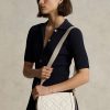 Ivory naisten Ralph Lauren Polo ID tikatut nahkaiset satulalaukut