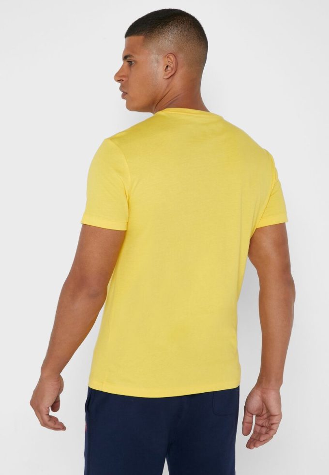 Keltainen miesten Ralph Lauren Chest Logo Crew Neck T-paidat