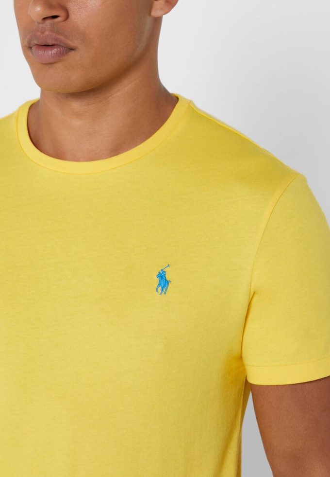 Keltainen miesten Ralph Lauren Chest Logo Crew Neck T-paidat