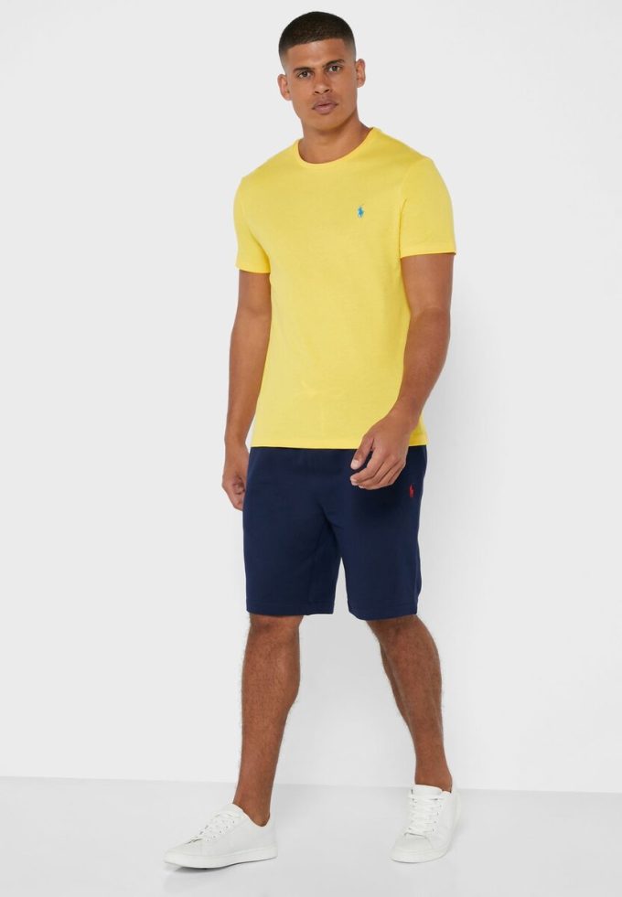 Keltainen miesten Ralph Lauren Chest Logo Crew Neck T-paidat