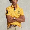 Keltainen miesten Ralph Lauren Classic Fit Crest mesh poolopaidat Keltainen miesten Ralph Lauren Classic Fit Crest mesh poolopaidat