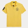 Keltainen miesten Ralph Lauren Classic Fit Crest mesh poolopaidat Keltainen miesten Ralph Lauren Classic Fit Crest mesh poolopaidat