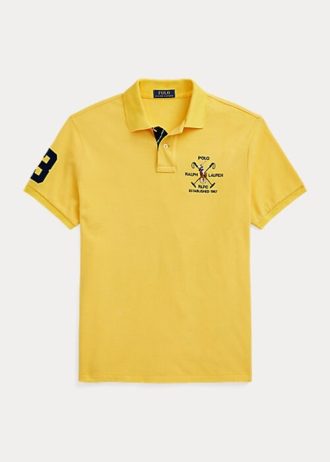 Keltainen miesten Ralph Lauren Classic Fit Crest mesh poolopaidat Keltainen miesten Ralph Lauren Classic Fit Crest mesh poolopaidat