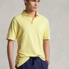 Keltainen miesten Ralph Lauren Classic Fit puuvilla-pellava poolopaidat Keltainen miesten Ralph Lauren Classic Fit puuvilla-pellava poolopaidat