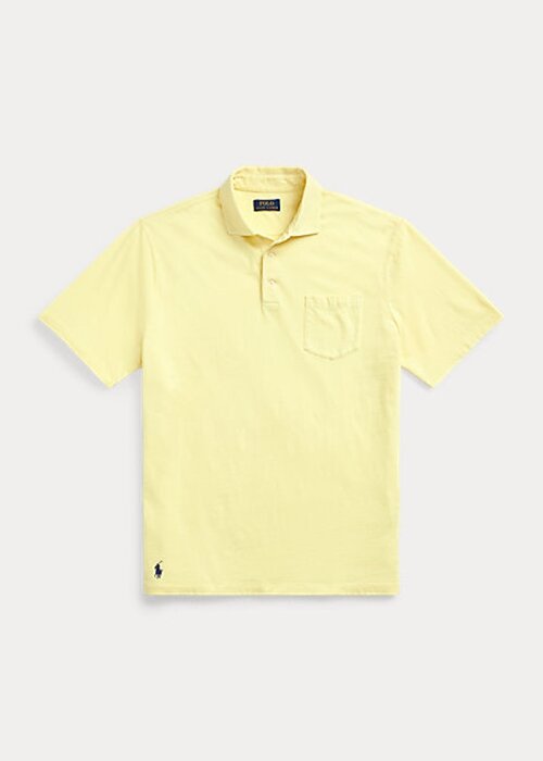 Keltainen miesten Ralph Lauren Classic Fit puuvilla-pellava poolopaidat Keltainen miesten Ralph Lauren Classic Fit puuvilla-pellava poolopaidat