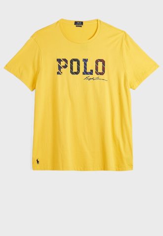 Keltainen miesten Ralph Lauren Logo Crew Neck T-paidat
