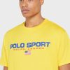 Keltainen miesten Ralph Lauren Logo Crew Neck T-paidat