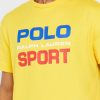 Keltainen miesten Ralph Lauren Logo Crew Neck T-paidat