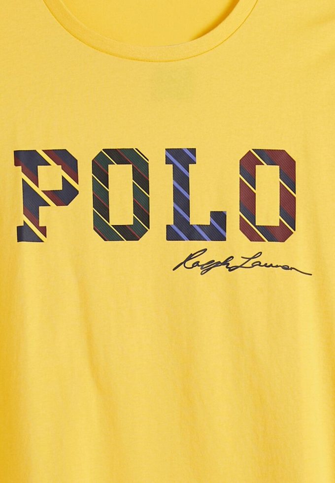 Keltainen miesten Ralph Lauren Logo Crew Neck T-paidat
