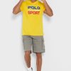 Keltainen miesten Ralph Lauren Logo Crew Neck T-paidat